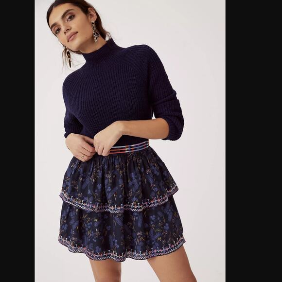 NWT Anthropologie Let Me Be Tiered Boho Mini Skirt - Medium - Picture 2 of 6